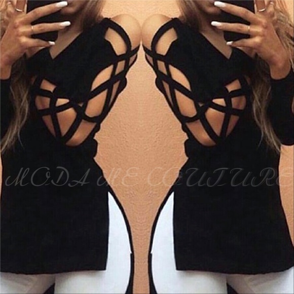 Tops - SEXY GIRL Black Lace Sleeved Top